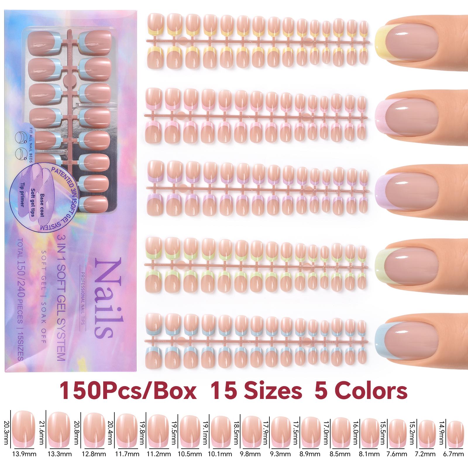 

Французские гелевые типсы Накладные ногти Мягкие гелевые ногти Накладные ногти Полное покрытие Искусственные накладные ногти Съемные накладные ногти