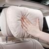 2 Pcs Beige Suede Fabric Car Seat Cushion Support Headrest Neck Rest Pillows Set