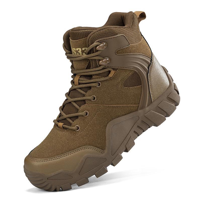 Men's Mid-Calf Tactical Combat Boots for Outdoor Hiking and Mountaineering - Anti-Kick Protection