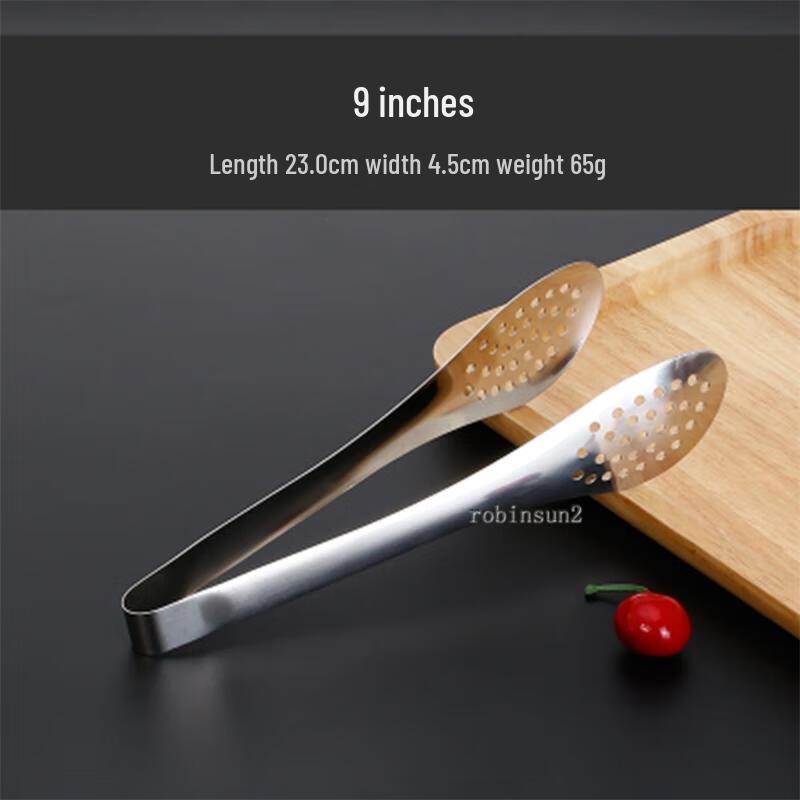 HANDUNYOU 9-inch Stainless Steel Food Tongs (10-Pack)