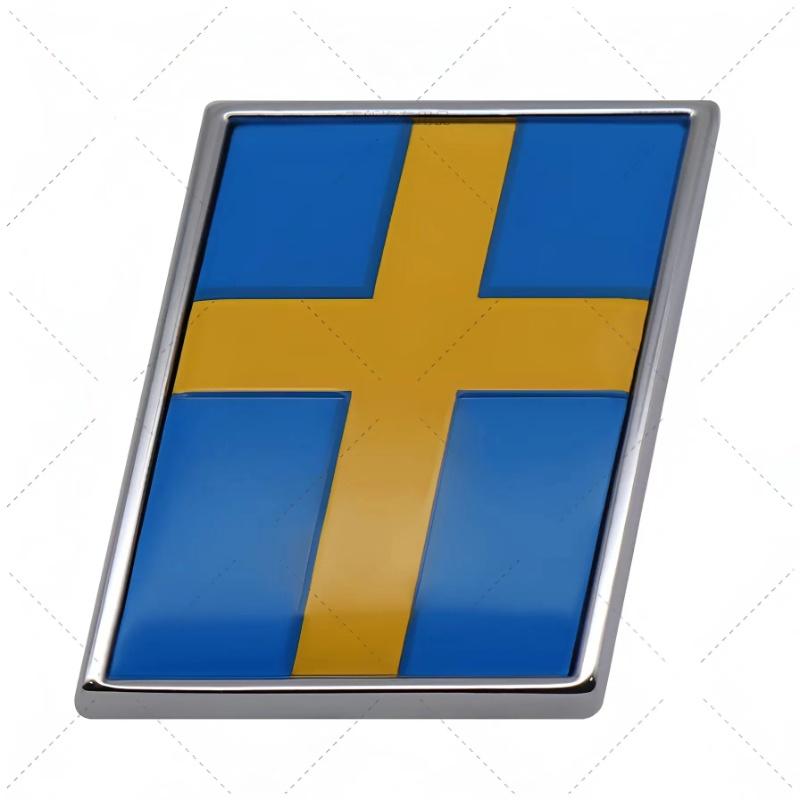 AALK1 3D Metal Chrome R-Type AWD Badge Swedish Flag Moose Emblem Sticker for Volvo V40 XC60 XC90 C30 V60 - Auto Trunk/Fender Exterior