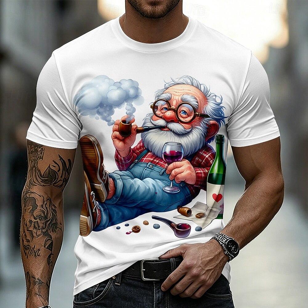 Cartoon Character 3D Print Men's T Shirt Casual O-neck Short Sleeve  Loose Tops Summer Street Tees Fashion Beer Pattern T-Shirts