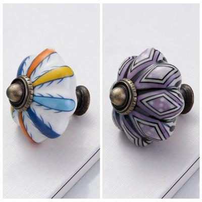 Ceramics and Alloys Pumpkin Handle Single Hole Multiple Colors Vintage Door Handle Fashion Creative Furniture Knob Shoe Cabinet