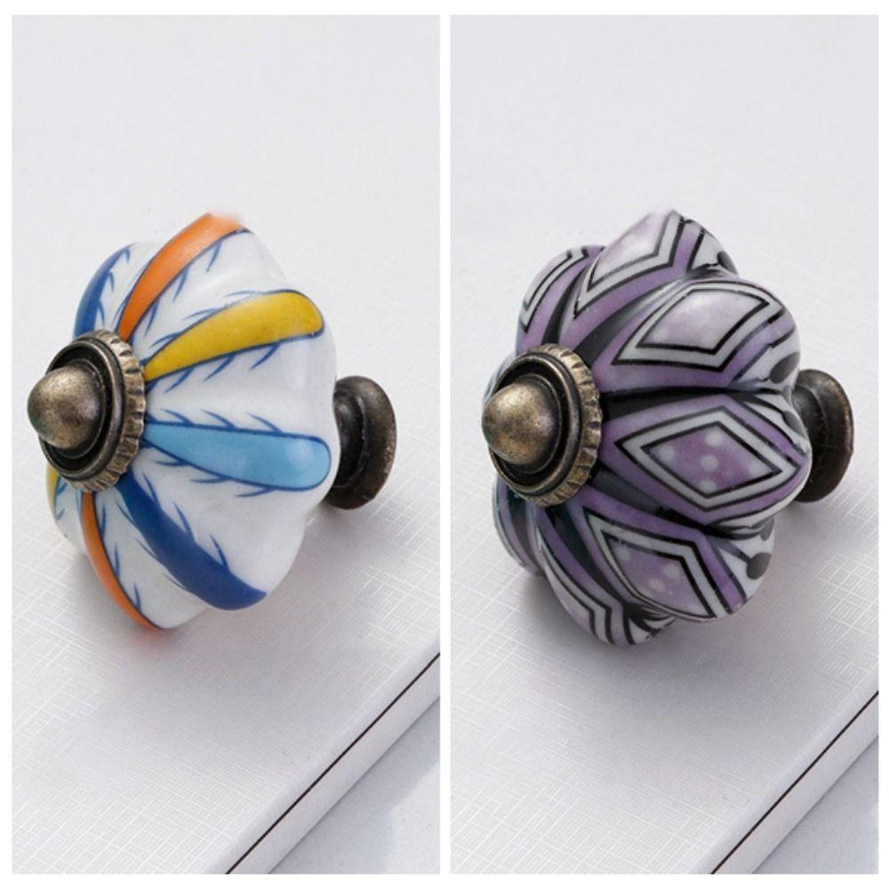 Ceramics and Alloys Pumpkin Handle Multiple Colors Furniture Knob Vintage Door Handle  Drawer