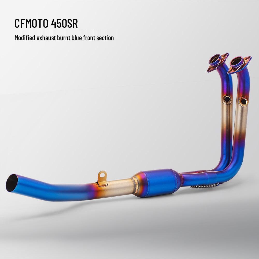 CFMOTO 450SR Stainless Steel Exhaust Pipe: Front, Middle, and SC Tail Sections for Motorcycles.