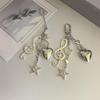Handsome Metallic Key Holder Artistic Silver Tone Accessory Star Heart Musical Note Pendant Keychain Charm