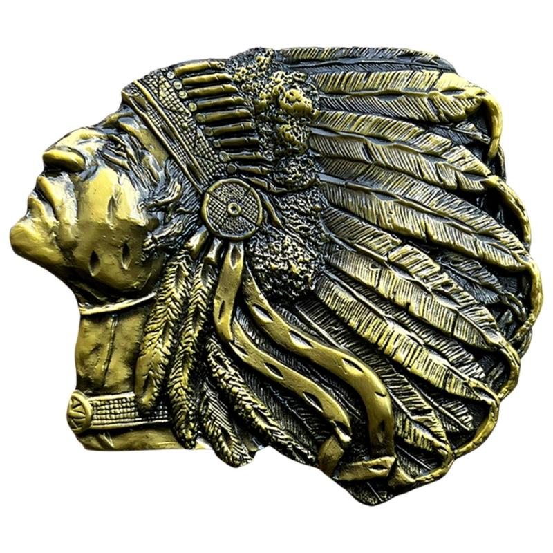 Western Styles Belt Buckle with Indian Tribal Pattern For Casual And Formal Wear Women Men Unisex Belt Clasp Accessory