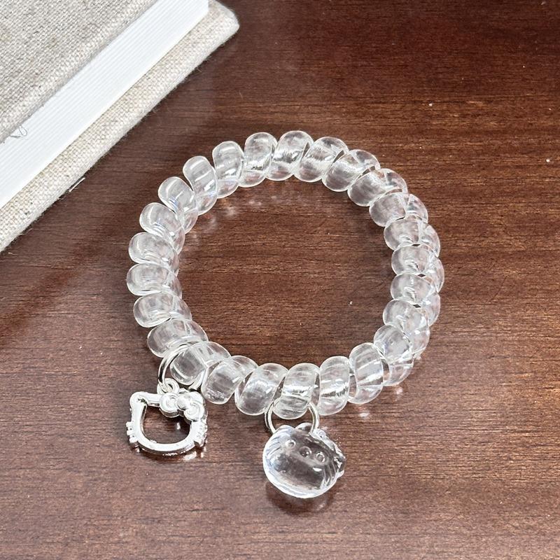 

Transparent and Clear Telephone Cord Sweet Pendant Hair Clip Simple and Versatile Elastic and Durable Hair Clip Hair String Transparent Cat 3pcs