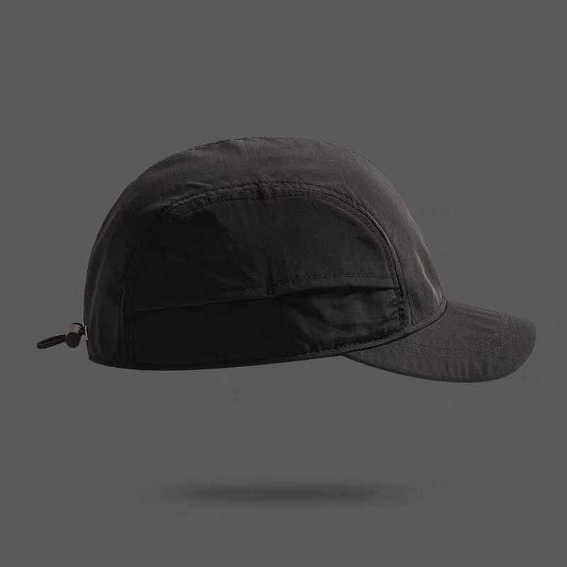 Solid-color quick-drying five-layer baseball cap, with side pocket design, adjustable rear strap,suitable for both men and women