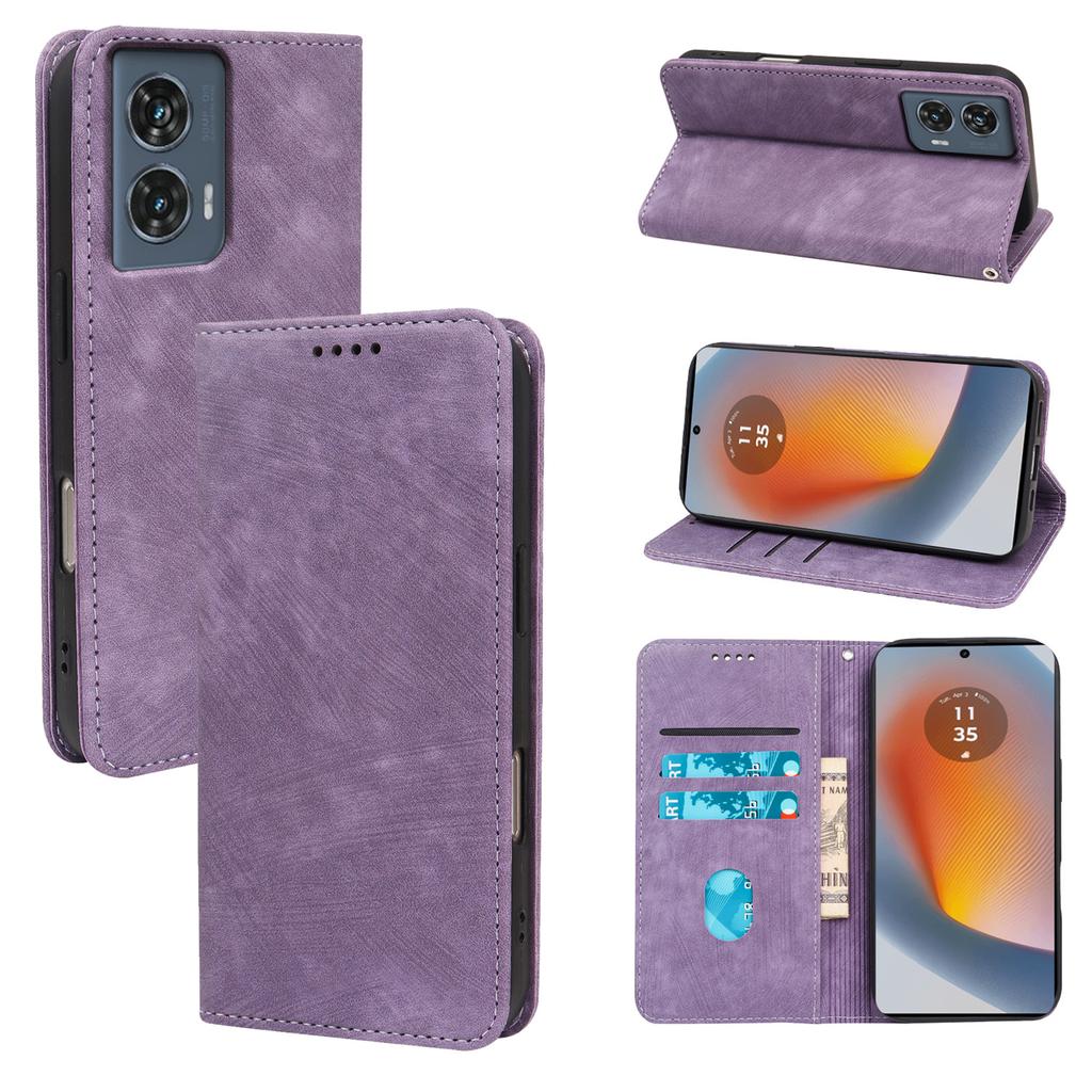 Für Motorola Edge 50 Fusion 5G Hülle Stark Magnetische Leder Brieftasche Handyhülle mit Gestreifter Textur