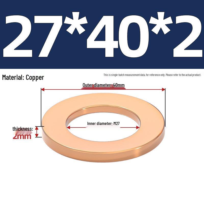 Marine Instrument Copper Gasket Ring: Pure Red Copper Sealing Washer, M3-M60mm.