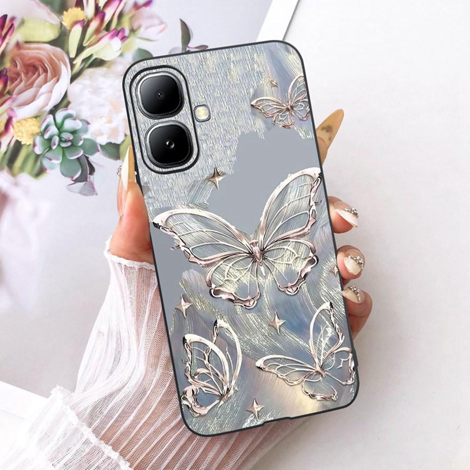 For Infinix Smart 20 4G X6840 Smart20 Phone Case Soft Black Silicone Cover Butterfly Dragon Cat Floral Painting Bumper Funda