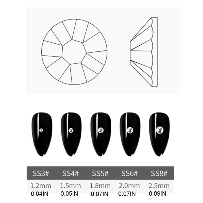 Mini Flatback for Rhinestones Crystals 3D Decorations Flat Back Stones Gems Set Nail Art Decoration