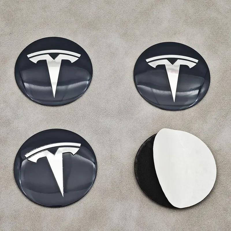 Car Sticker 2025 New Tesla 4pcs 56mm Tesla Cap Hub Center Cap Logo High Quality Sticker for Tesla Model 3 Y S X Personalized Car