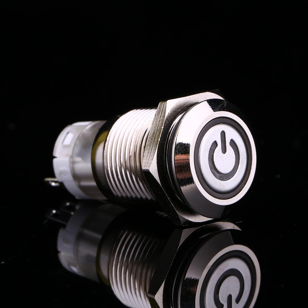1 Piece 16mm 1NO 1NC Connection 12V Metal LED Toggle Switch Latching Push Button