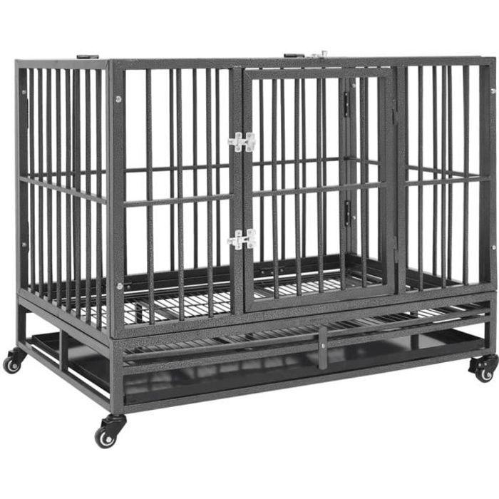 VidaXL Cage pour chiens avec roues Acier 92x62x76 cm