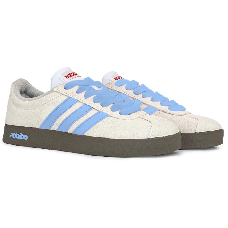 adidas VL COURT 2.0 Slip Resistant Abrasion Resistant Low Top Skateboard Shoes Unisex White Blue HQ1802(Team562-)