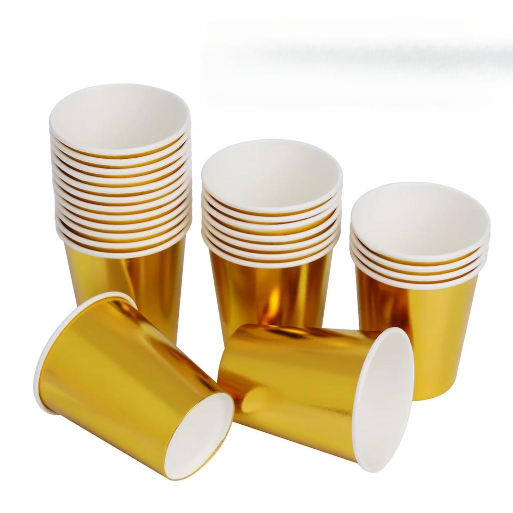 20pcs Gold Stamping Disposable Tableware Set Friends Gathering Party Venue Decoration Supplies Birthday Decoration