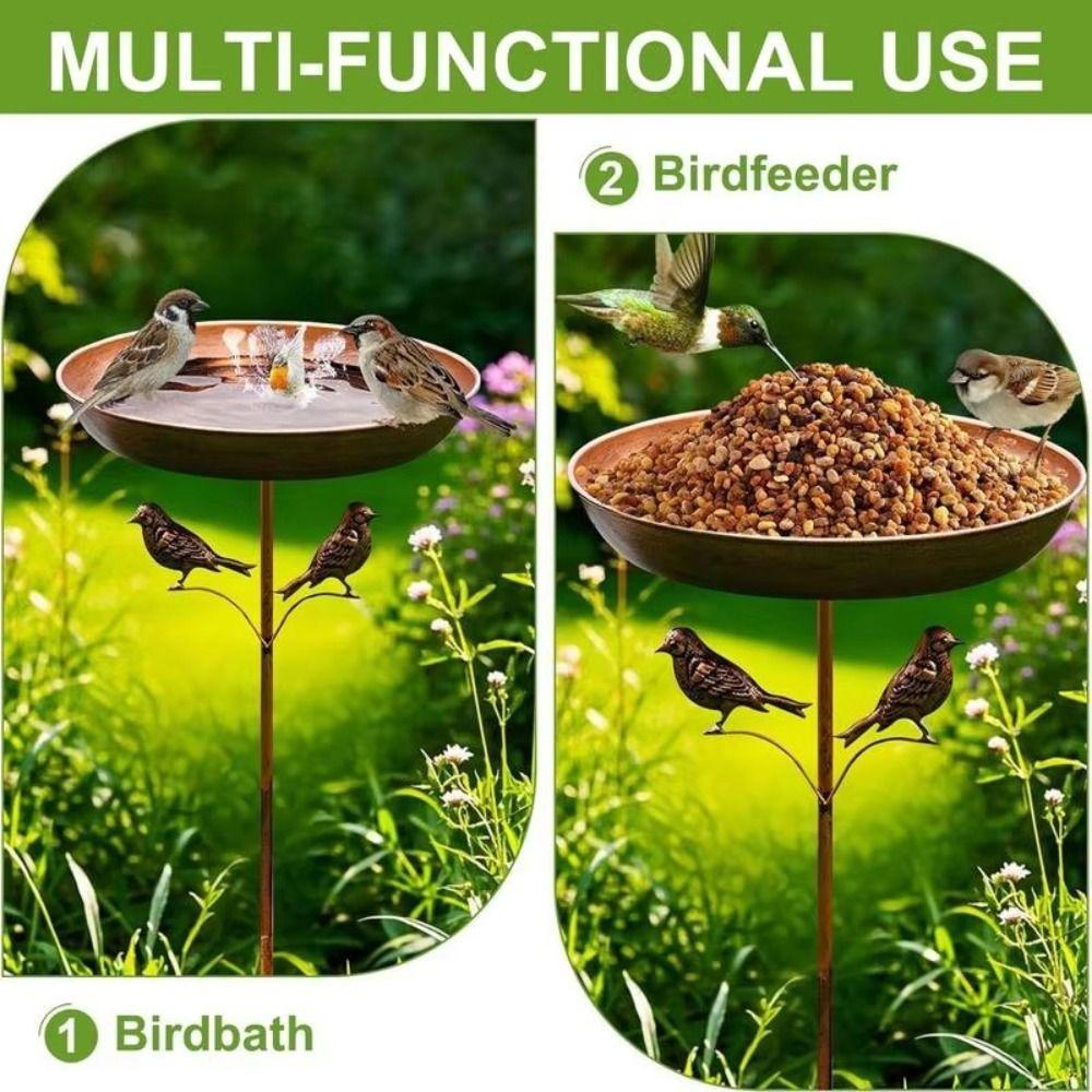 Iron Garden Birdbath Rustproof Tall Bird Water Bowl Bird Feeder Ground Plugin  Courtyard