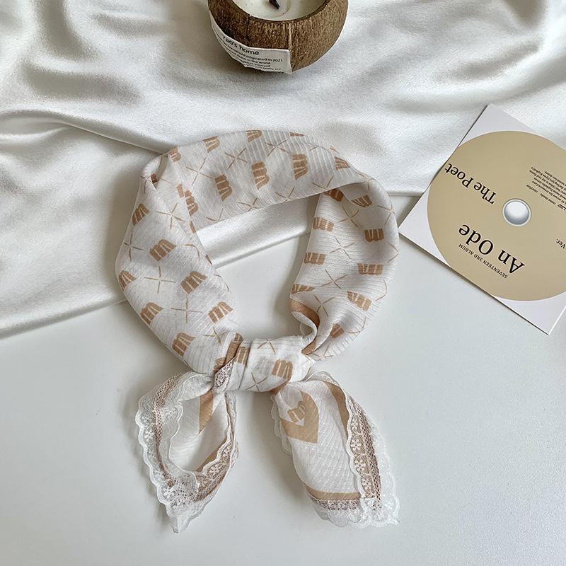 

Headscarf summer female pastoral style sweet and fresh decorative scarf lace silk scarf neck small square hair accessories