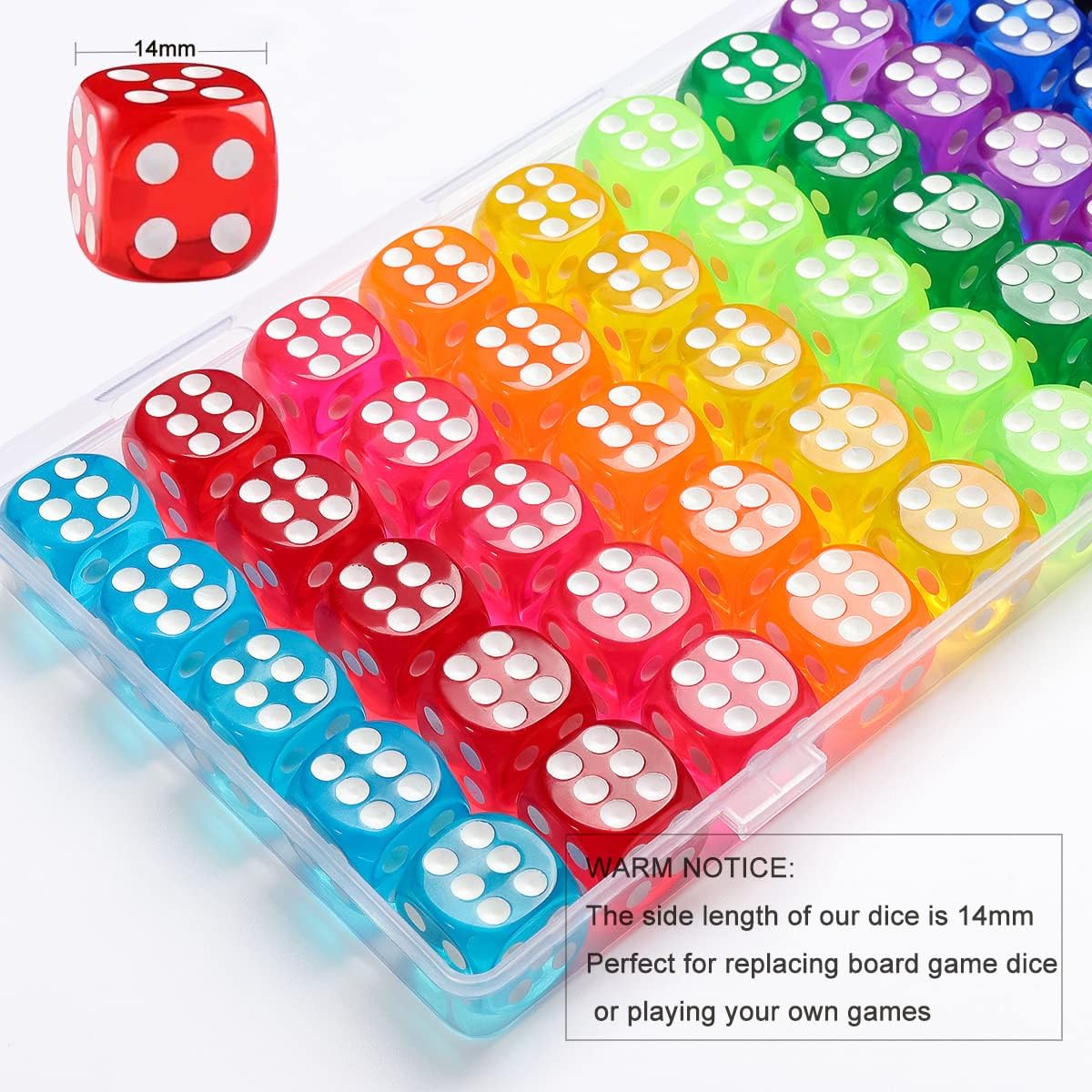 Lot De 10 Dés Polyédriques En Acrylique – 6 Faces, Bords Carrés, 15 Mm – Jaune/rouge/vert/bleu – Pour Jeux De Société, RPG, Mahjong