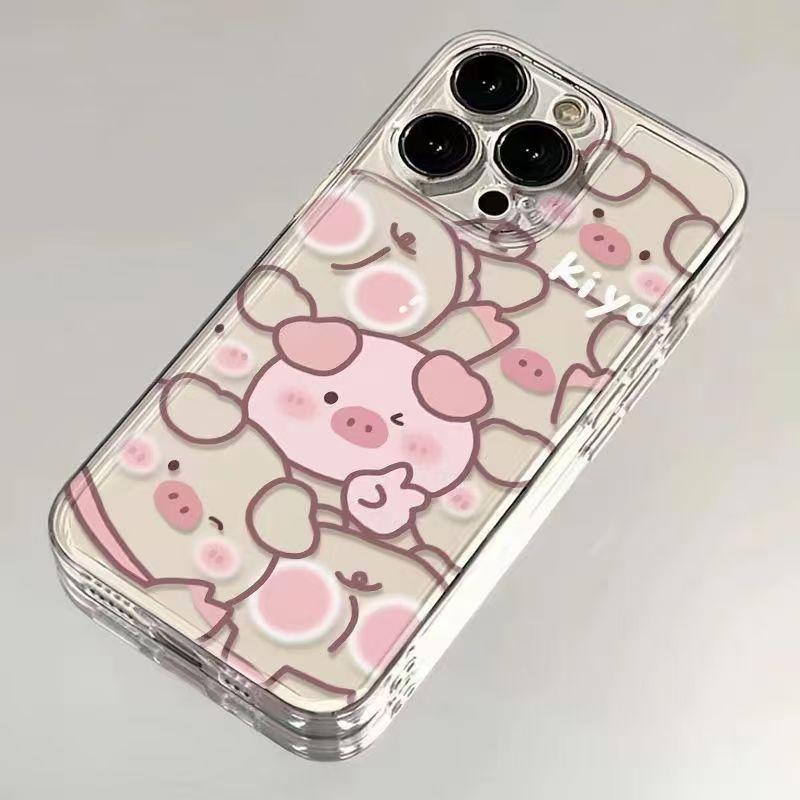 

Cute Pink Pig Full Print Pattern Phone Case for iPhone 17 16 15 14 13 12 11 16E Series Pro Max Plus Double Layer Protection iphone 16 Pro