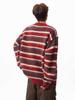 Unisex Retro Rot Gestreifter Mohair Pullover – Herbst/Winter Stil