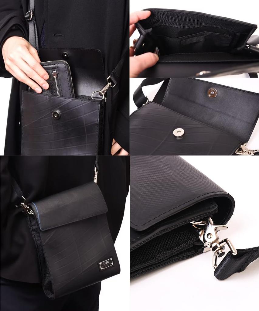 Seal Kiss Lock Quadratische Umhängetasche für Herren, Klickverschluss, Umhängetasche, Mini-Umhängetasche, Klein, Wasserdicht, PS-217BK