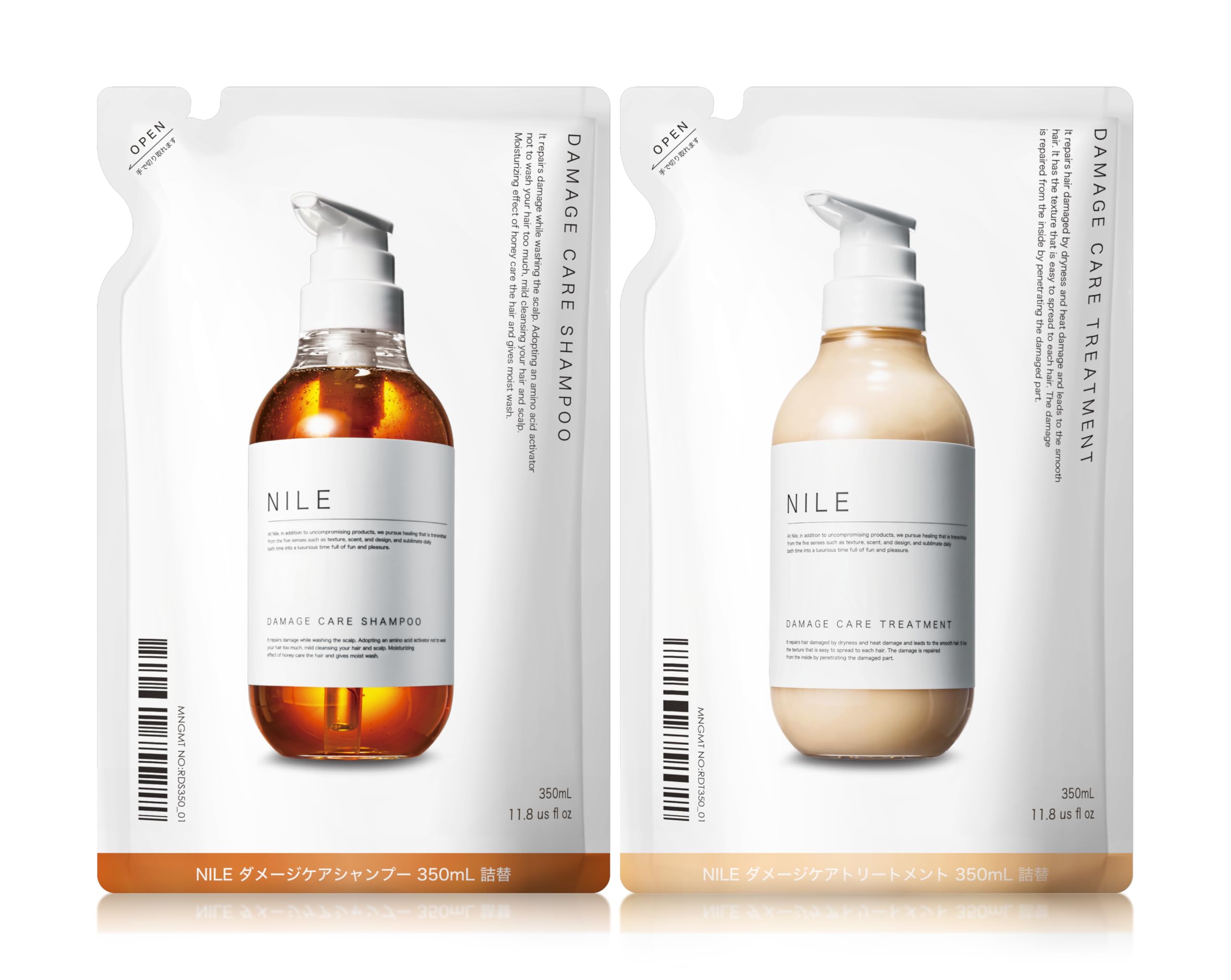 

NILE Damage Care Shampoo & Treatment Refill Set (350ml each) (APPLE FLEUR scent)