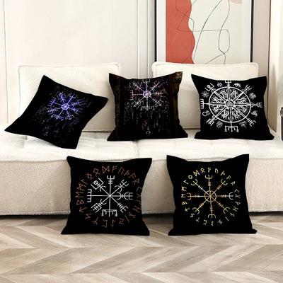 VikingVegvisir Logo Pillow Covers Cartoon Sofa Decorative Home Doublesided Printing Short Plush Cute Cushion Cover