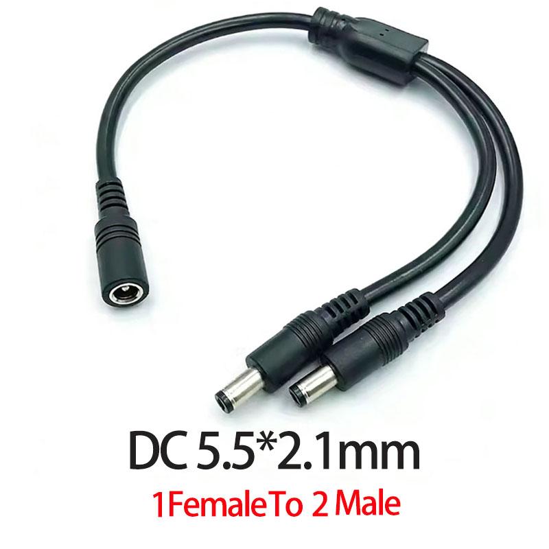 1PC DC 5.5mm*2.1mm 1 To 2 Connector Male To Female Plug DC Power Splitter Cable CCTV LED Strip Light Power Supply Adapter 18AWG