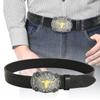 Women Western Belt Engraved Bull Metal Buckle Pants Belt Unisex Cowgirl Belt