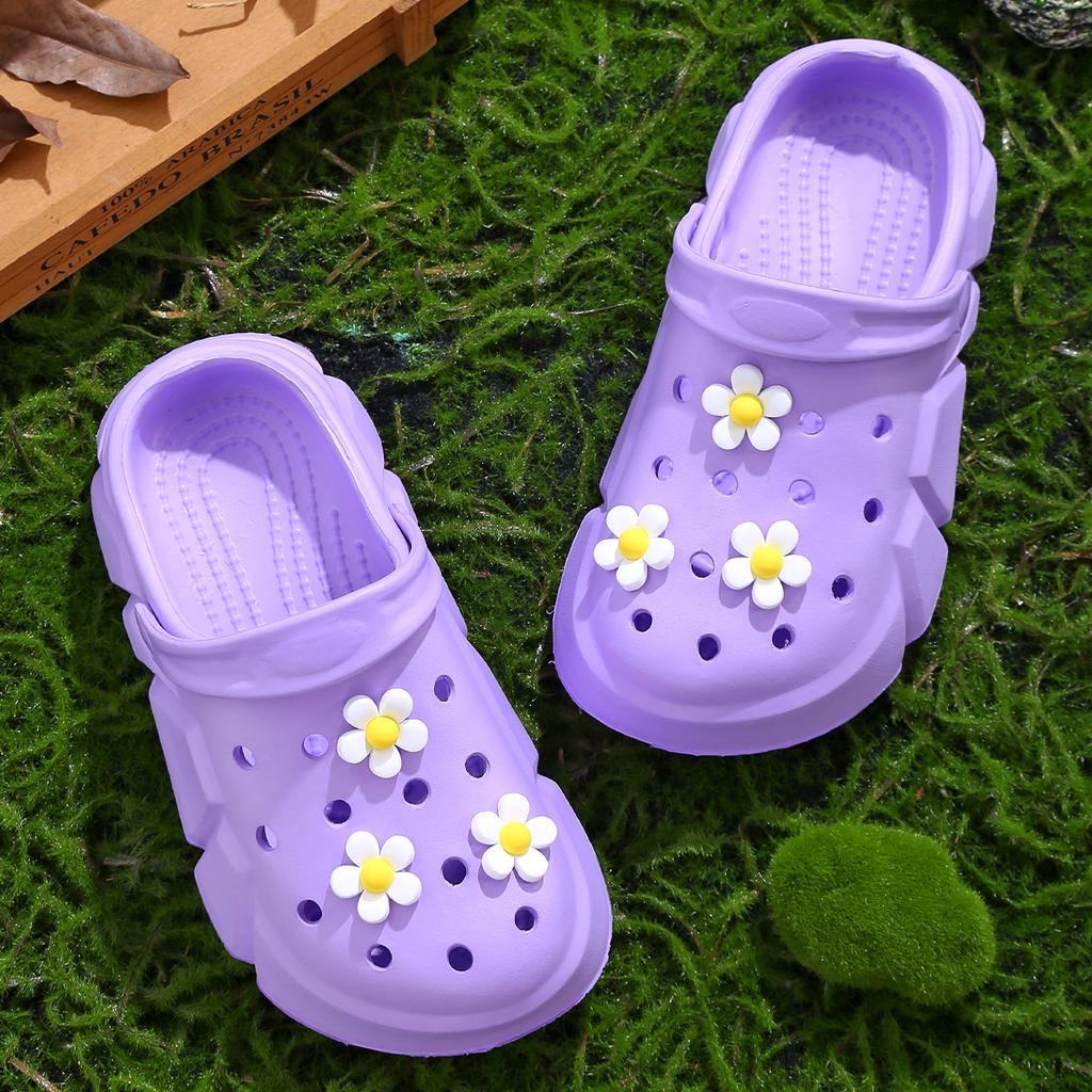Girls Cute Flower Non-slip Clogs, Breathable Lightweight Clogs for Indoor and Outdoor Shower, Beach and Pool 3057