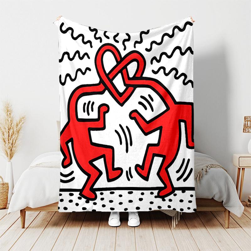 1pc Blanket Keith Haring Ascending2 Print Design, Lightweight Blanket for Sofa, Bed- Soft &Warm, Gift for All Seasons like Christmas, Halloween