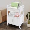 Professional 2-Tier Salon Rolling Cart, Mobile Organizer w/ 4 Wheels, 75kg/165 lbs Capacity, White Beauty Supply Storage Cabinet