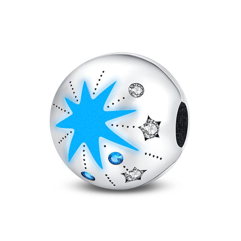 100% Copperdance Of Snowflakes Charms Fit Pan Original Bracelets Winter Love Bead Luminous Pendant Diy Jewelry Making