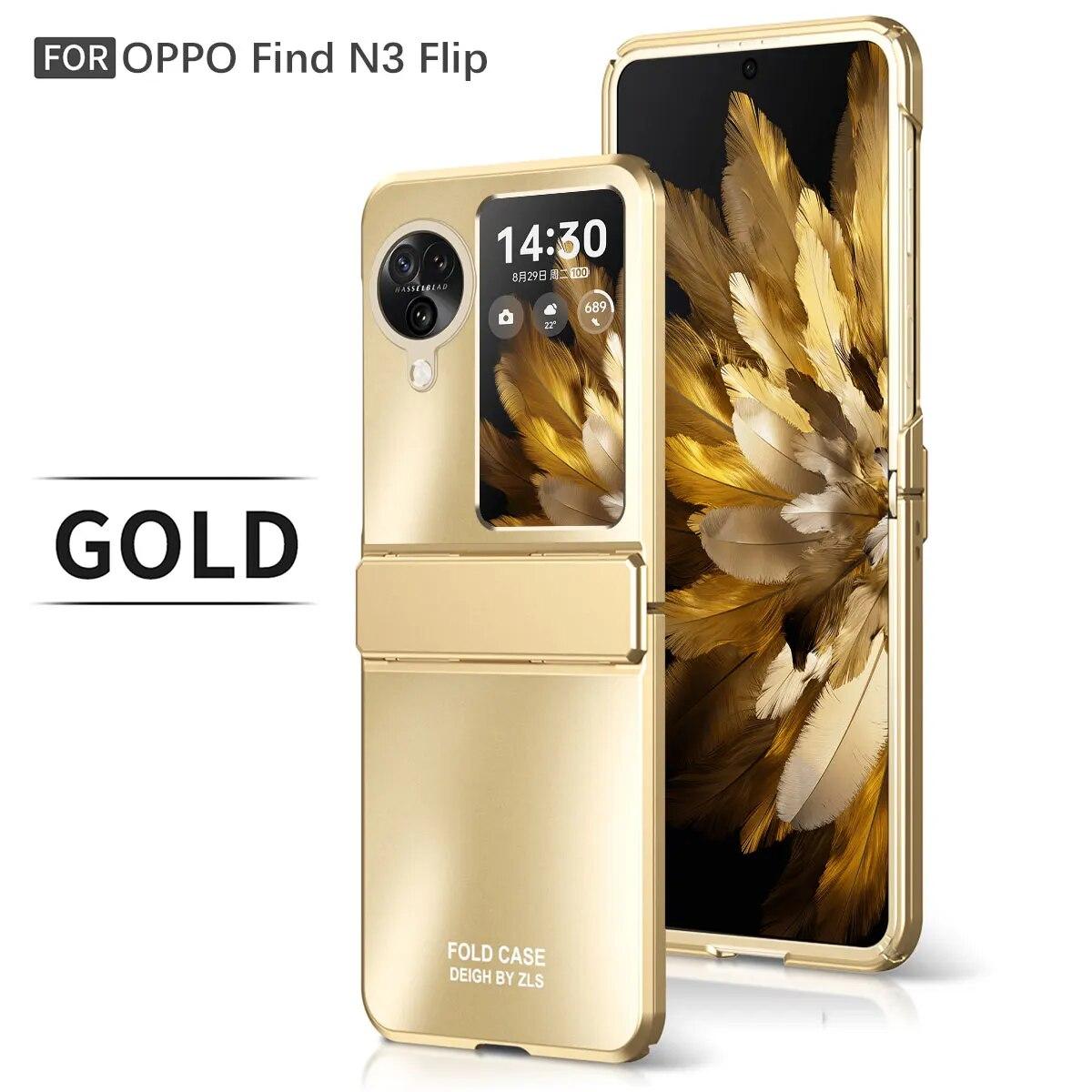 

Гальванизированный жесткий бронированный чехол для телефона для OPPO Find N3 Flip 5G N3flip Findn3flip, защита от падения, противоударный шарнирный чехол OPPO Find N3 Flip золотой