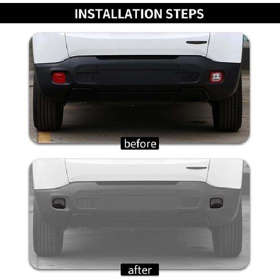 Rear Fog Light Decor Cover Trim Kit For Jeep Renegade 2015-2018 Smoked Black