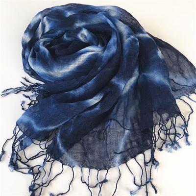 Sciarpa Letteraria Versatile Tie-Dye Retrò Personalizzata, Lunga Sciarpa di Seta Resistente al Sole, Sciarpa Estiva da Donna in Lino