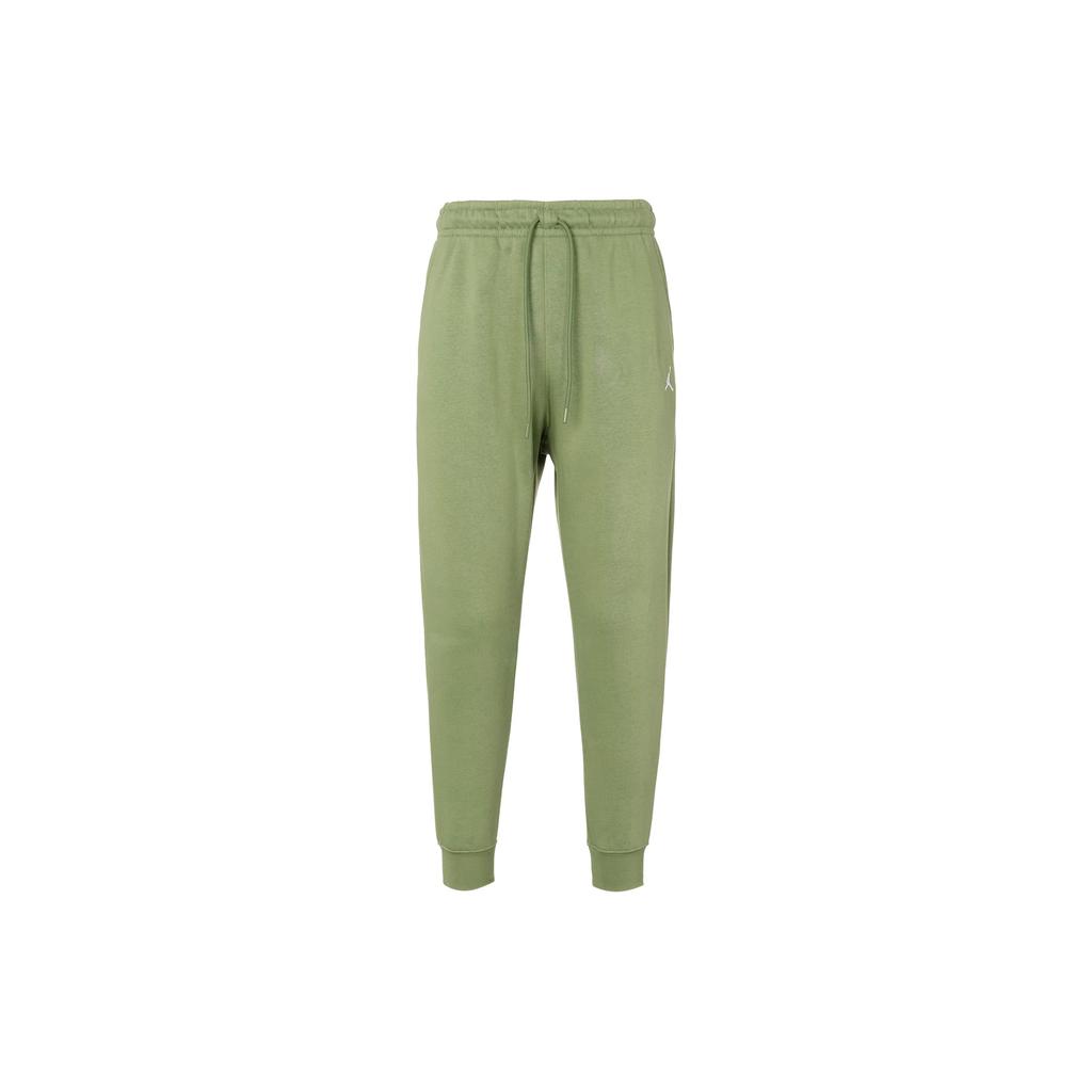 Jordan Essentials Solid Color Lace Up Casual Elastic Cuff Fleece Lined Knitted Sweatpants Men's Light Olive Yellow FJ7780-340