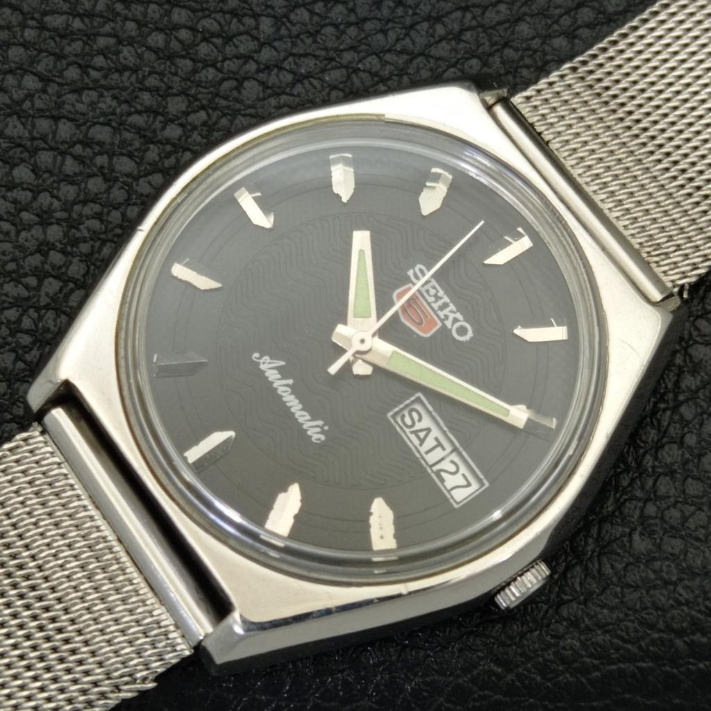 Seiko 5 AUTOMATIC 6319A JAPAN MENS VINTAGE BLACK COLOR DIAL WATCH A701534-5 R206b-a701534