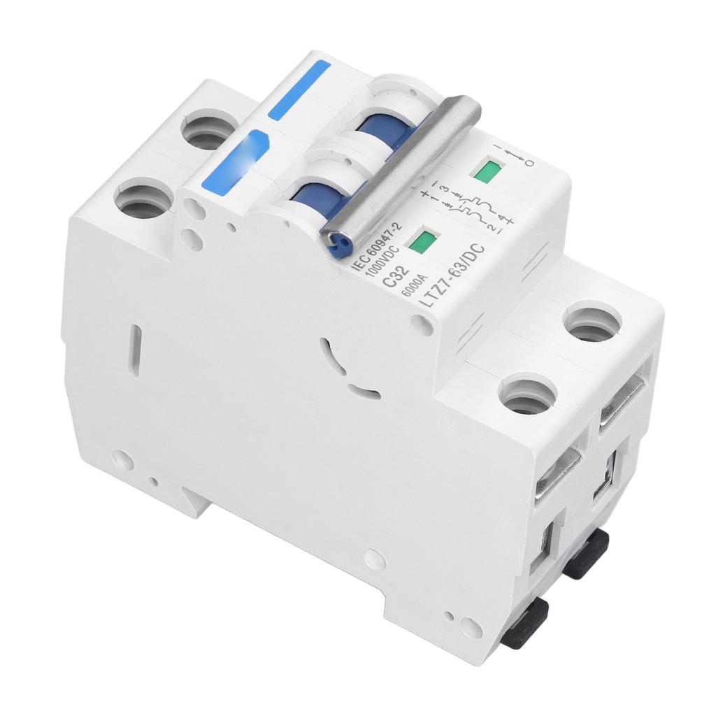 DC Miniature Circuit Breaker 2 Pole 1000V 32A DIN Rail Mount PV System Isolator Disconnect Switch