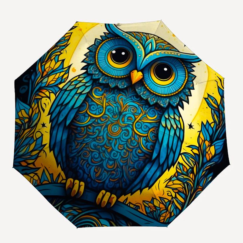 

1pc Owl Mandala Automatic Folding Umbrella - 8-Rib Compact Travel Umbrella Durable & Portable for Outdoor Use, Perfect Gift for Birthdays138