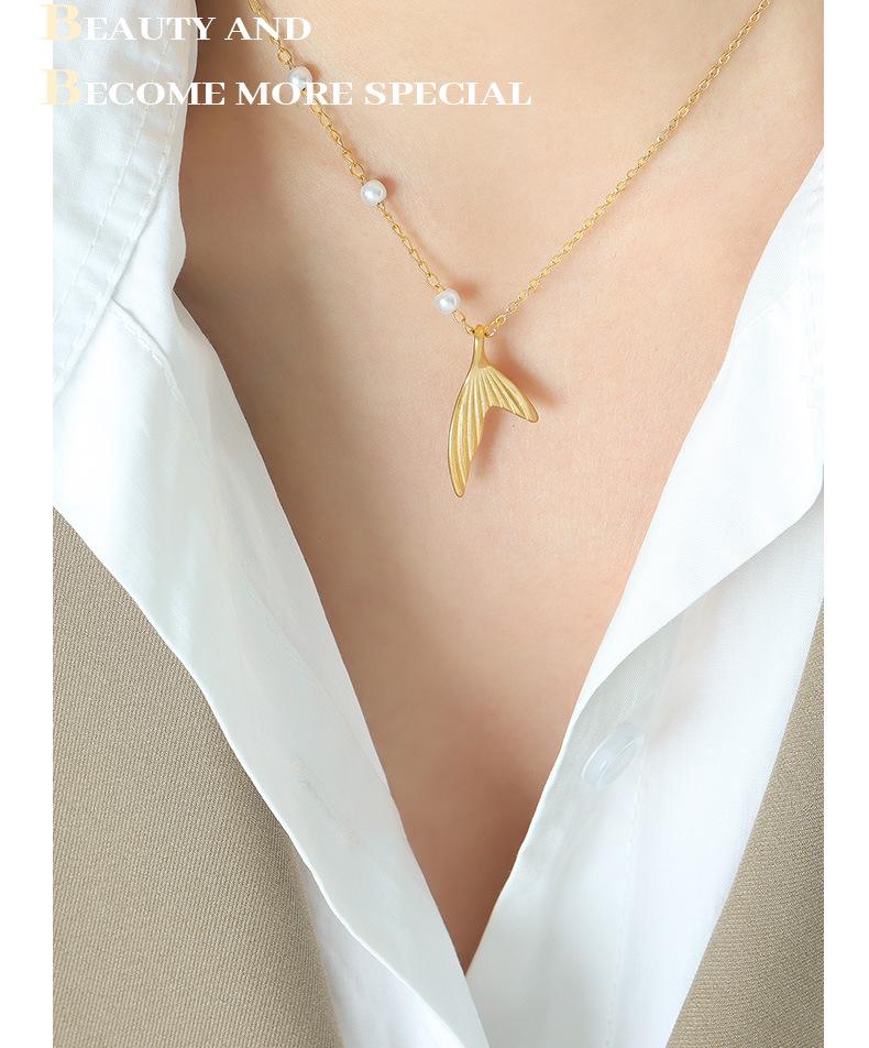 Mermaid Faux Pearl Necklace: Trendy Japanese-Korean Design In Gold-Plated Titanium Steel