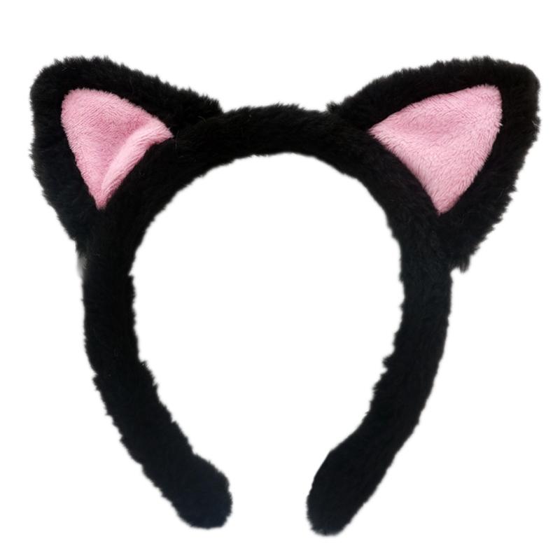 Furry Kitten Fox Headband Animal Plush Ears Cartoon Hairband for Makeup Washing Face Costume Hair Accessories