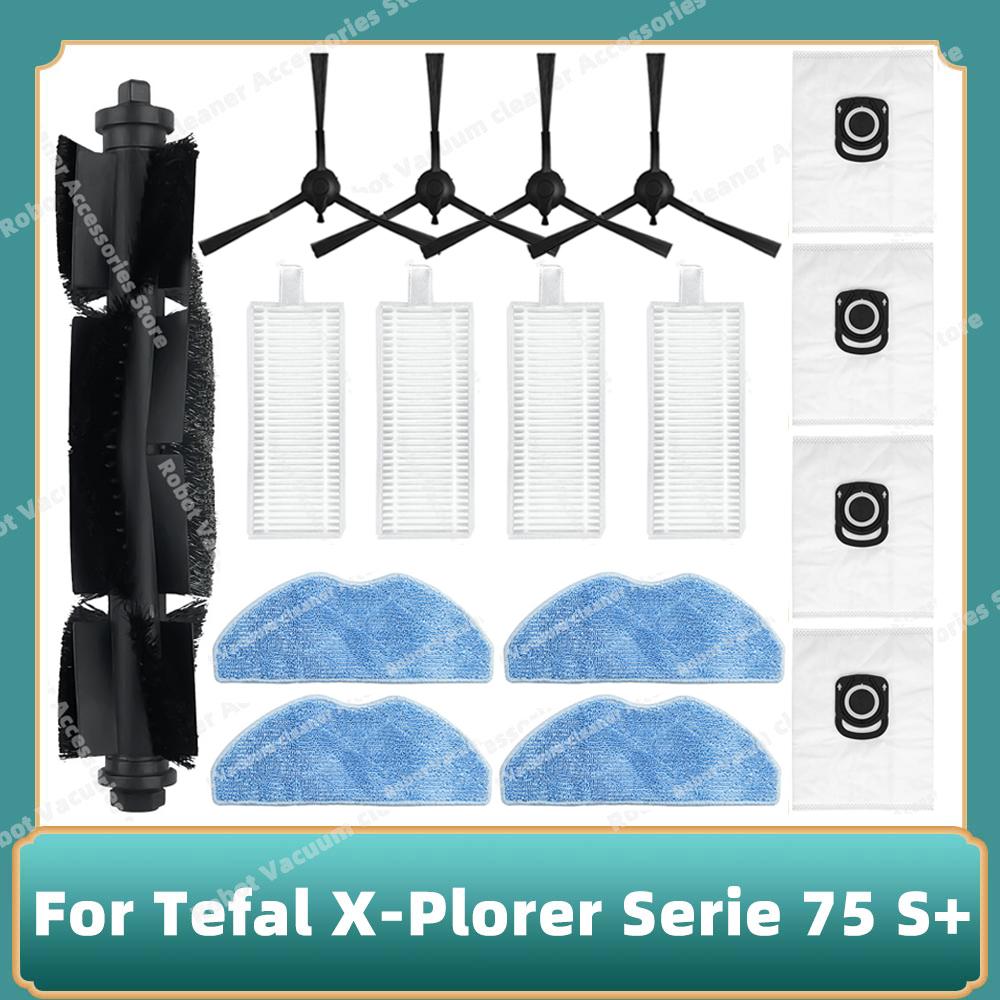 Compatible For Tefal Rowenta X-plorer Serie 75S RR8577WH / 75S+ RG8597W Roller Main Side Brush Hepa Filter Mop Cloth Parts