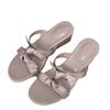 Slope heel gentle evening breeze flip-flops summer 2025 French temperament elegant bow purple with skirt sandals