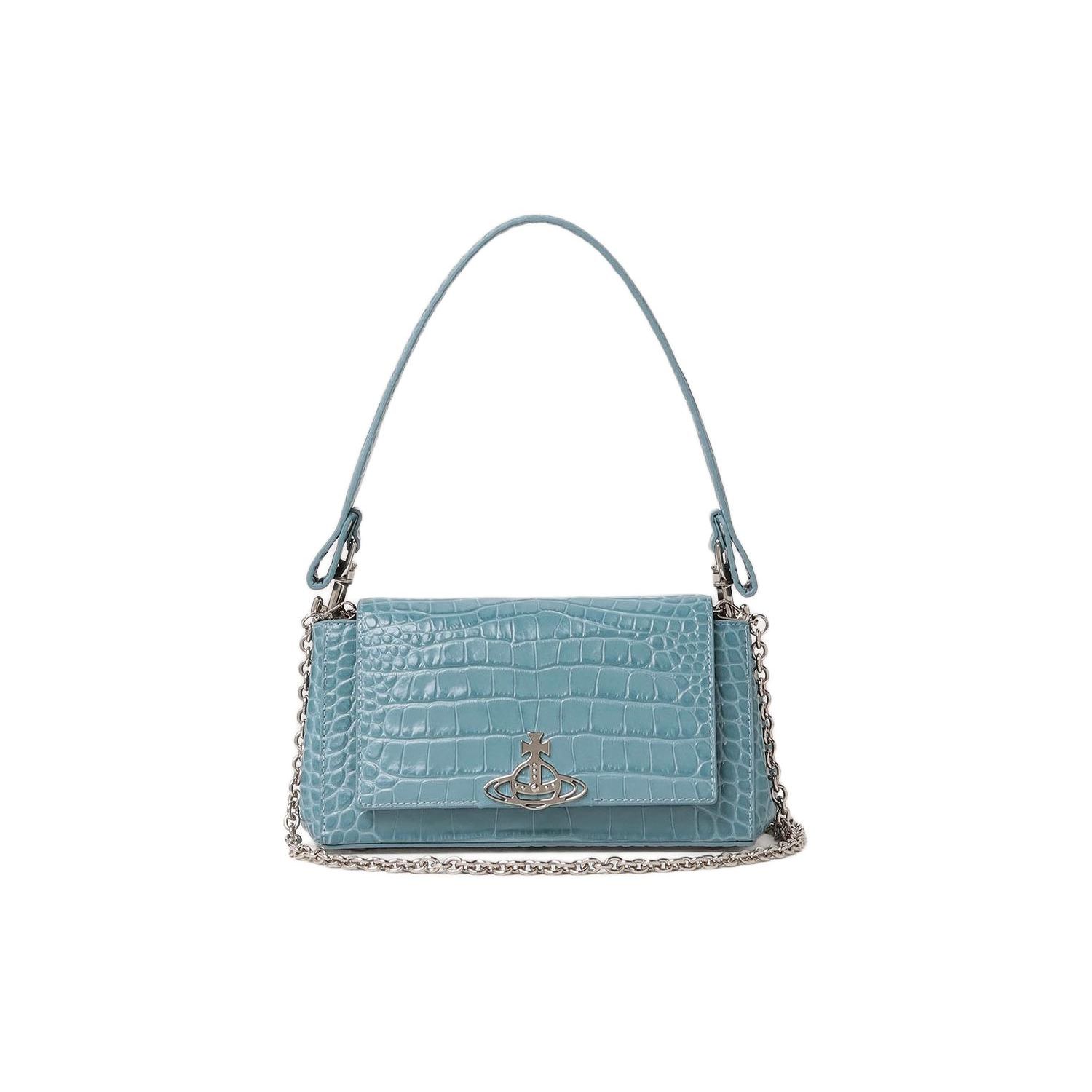 

Vivienne Westwood Hazel Flap Magnetic Closure Leather Tote Shoulder Bag Women bags Blue 505922090027 Basic Set (Bag+Dust Bag)