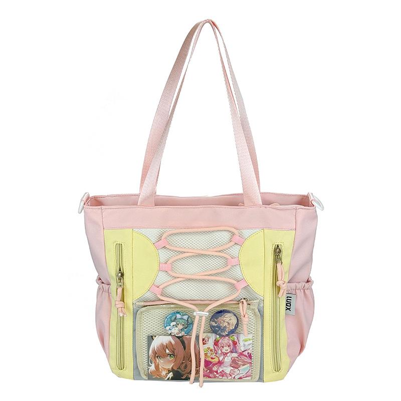 Tote Bag Large Capacity Bar College Student Casual Pain Bag Daily Messenger Bag Girls Transparent Millet Bag