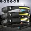 Head Led Light Sensor HeadLight USB Rechargeable Built-in Battery Flashlight Head Torch 5 Lighting Modes Waterproof Headlight